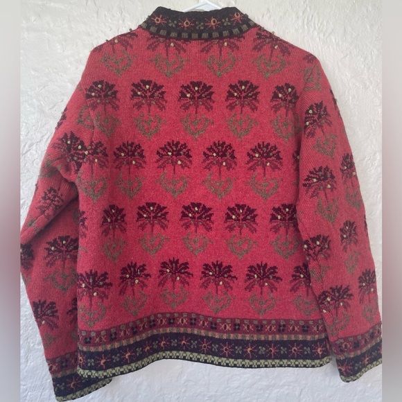 Icelandic Design 100% Wool Women’s Cardigan Sweater, Floral, Full Zip; Size M - Picture 6 of 6